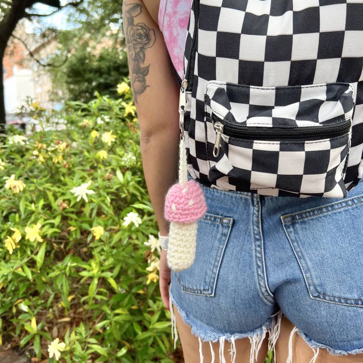 The Cozy Tangerine - Wholesale Keychain – Women's - Mushroom Keychain | Crochet Lighter & Chapstick Holder1