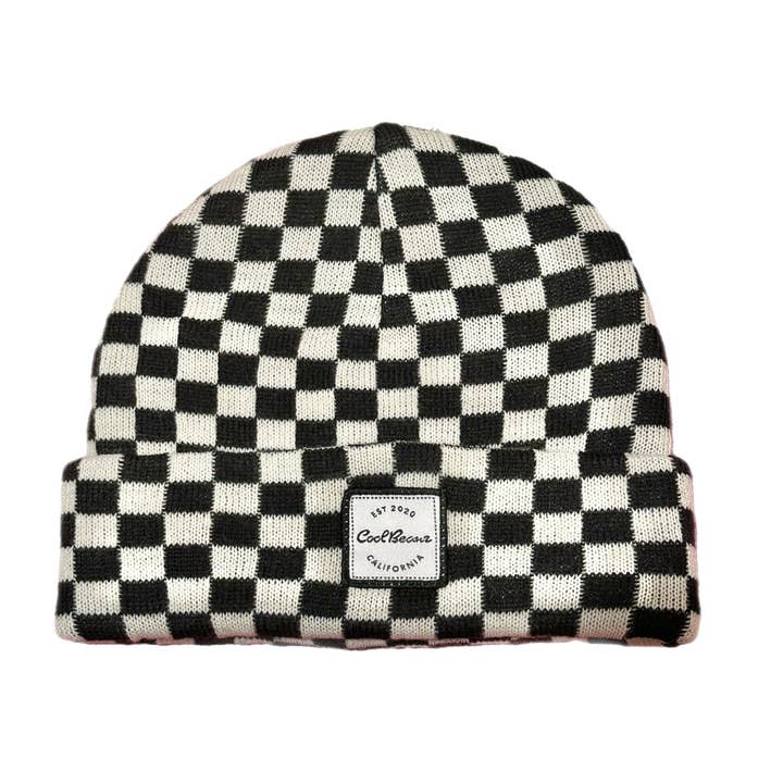 Cali Beanie Checkered- Black & White for wholesale by Cool Beanz