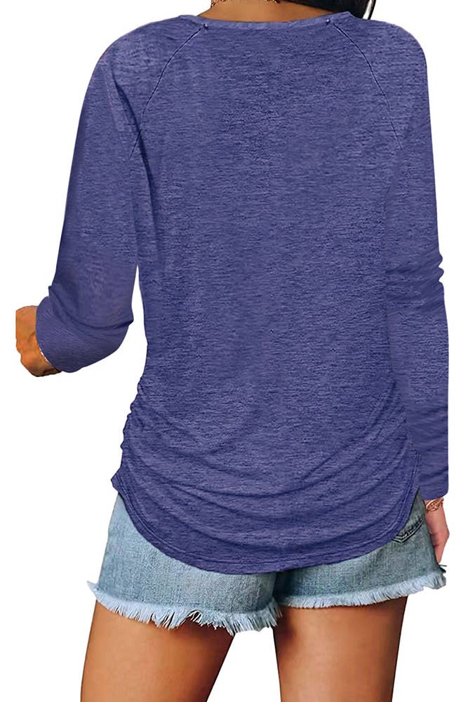 UNISHE - Wholesale Tunic - Women's - V Neck Zipper Plain Top ZZKF1964