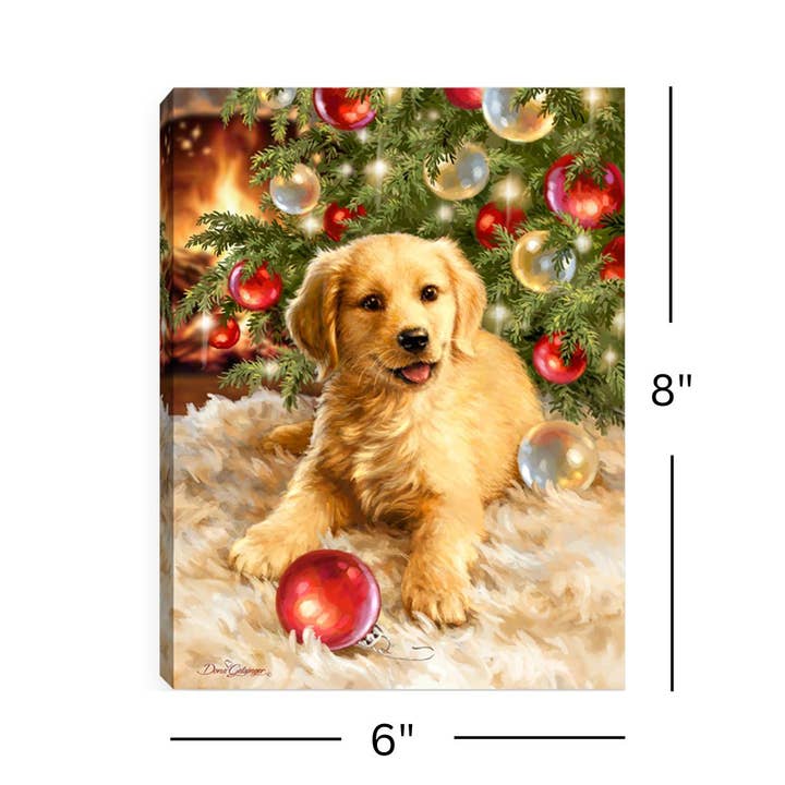Glow Decor - Wholesale Christmas Decoration - Christmas Puppy 8x6 Lighted Tabletop Canvas