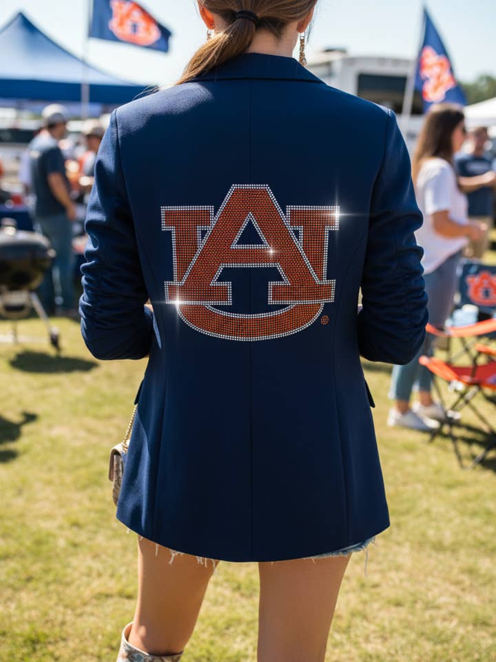 Licensed Game Day Blazer, Navy Ruched, Auburn Univ Orange AU for wholesale by Moving Forward Designs