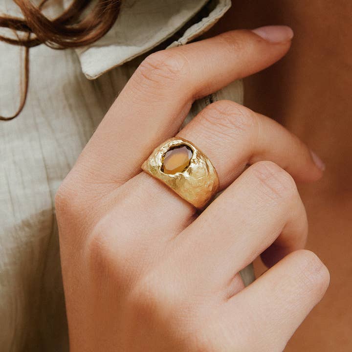 Agapée Jewelry - Wholesale Single Stone/Solitaire Ring - Carmen Dark Green Ring | Jewelry Gold Gift Waterproof