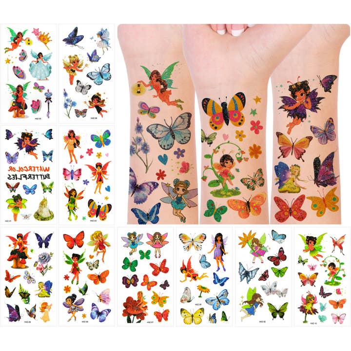 Wrapables Glitter Temporary Tattoos, 10pcs Fairies for wholesale by Wrapables.com