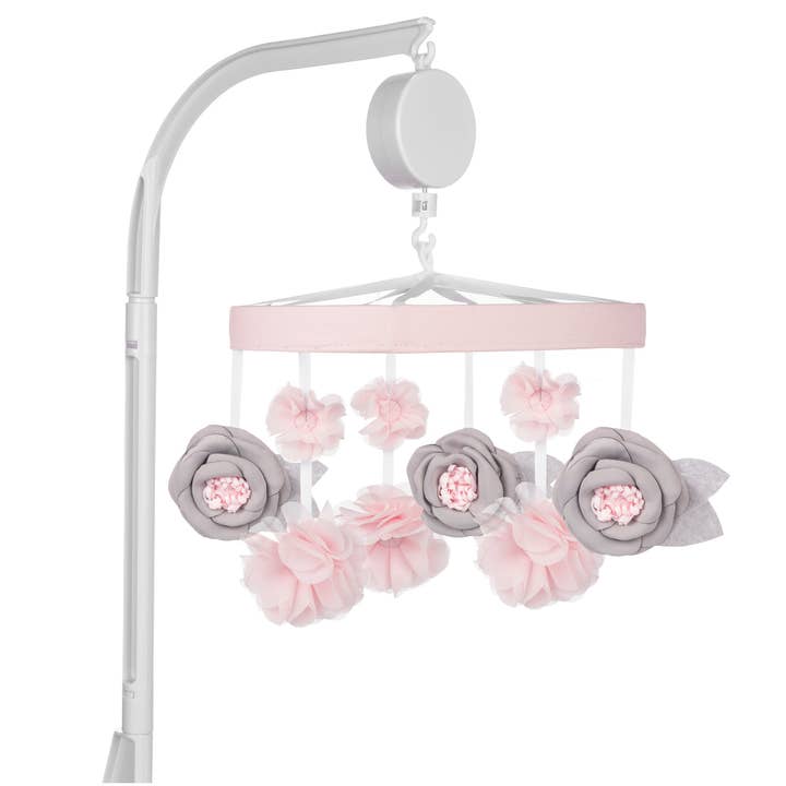 Pink Floral Musical Crib Baby Mobile by Sammy & Lou® for wholesale by Trend Lab