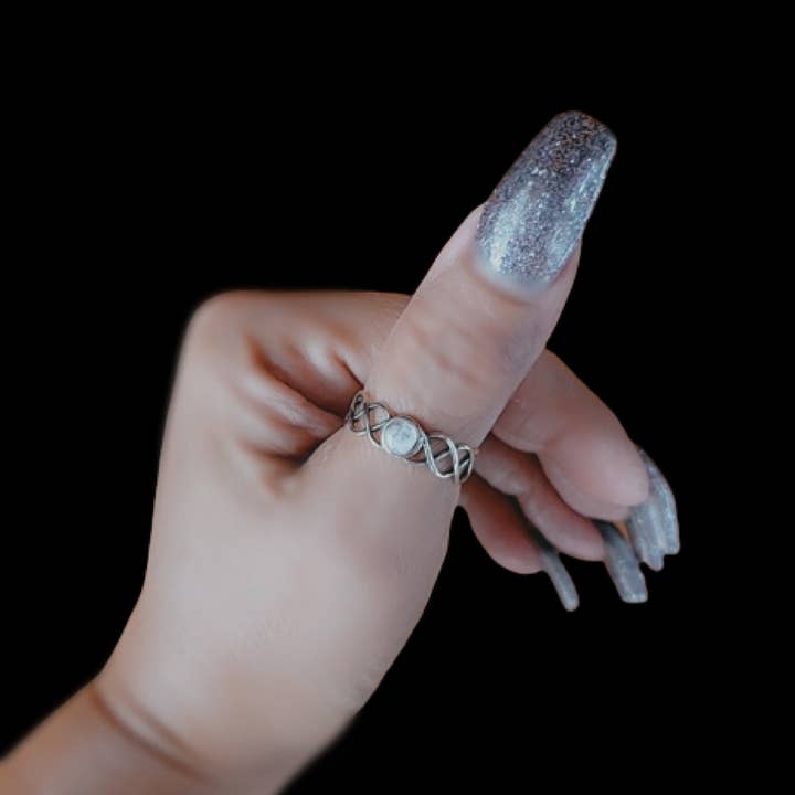 Anillo de piedra lunar, anillo de plata de ley para el pulgar, anillo de plata con piedra lunar genuina, regalo para mujer, tamaño 5 6 7 8 9 10 para venta al por mayor de CALIFORNIA TOE RINGS