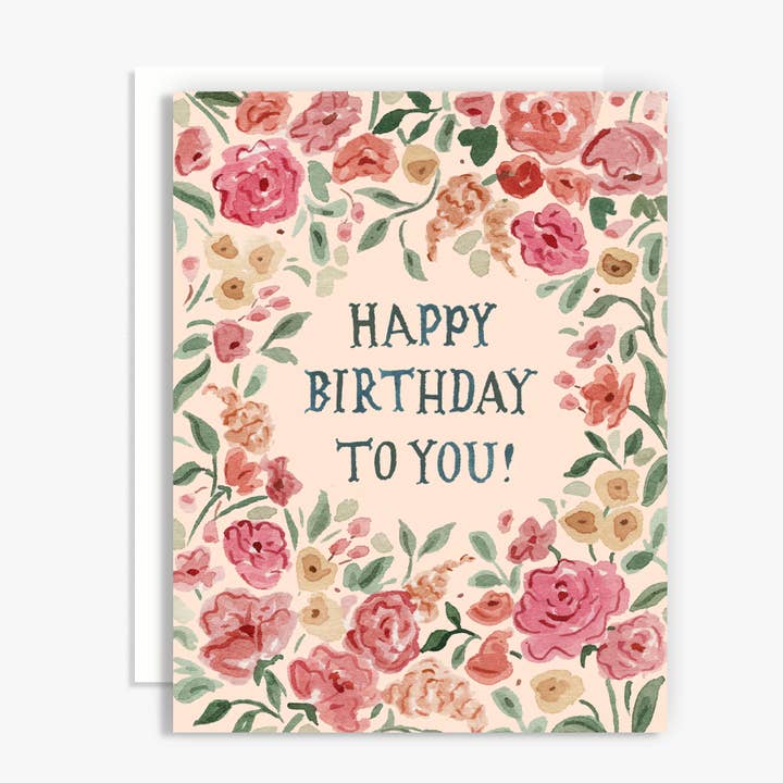 Watercolor Floral Happy Birthday To You Greeting Card for wholesale by The Scribblist