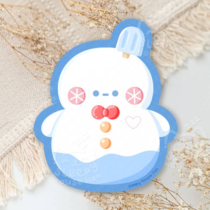 Happy Snowman Vinyl Sticker for wholesale by Sleepy House Lion