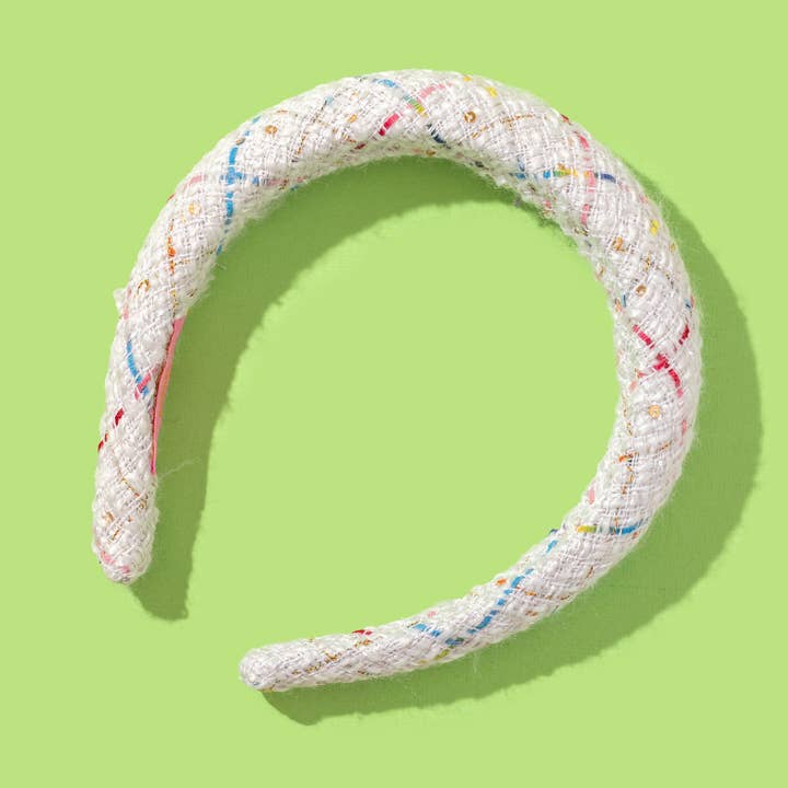 *ON SALE* Padded Headband - Tweed - White Weave - Lindsay for wholesale by Taylor Elliott Designs