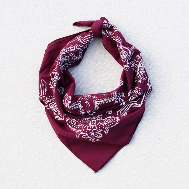 Wine Sketchy Paisley Bandana for wholesale by Abracadana