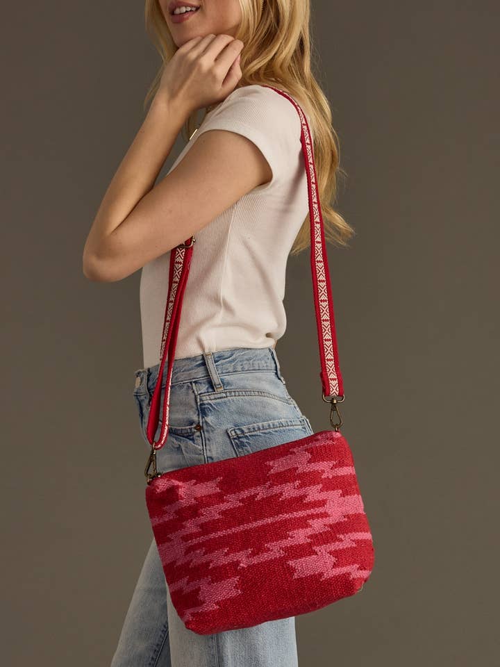 Röd & Rosa Aztekisk Axelremsväska för wholesale av Panache Apparel Co.