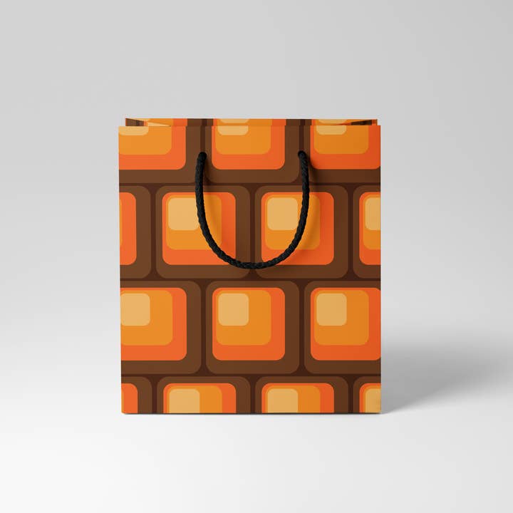 Retro Orange Squares Gift Bag for wholesale by GiGi Thomas Designs