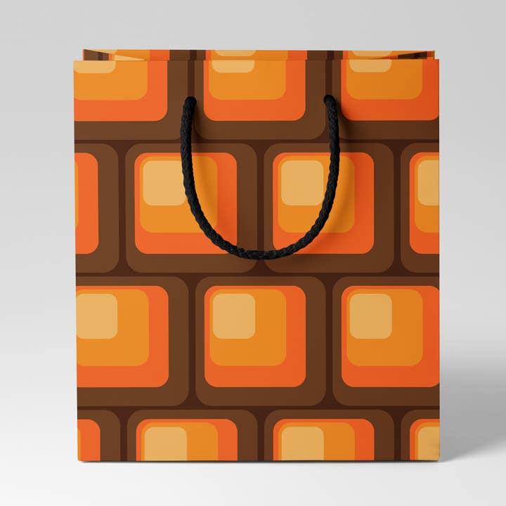 Retro Orange Squares Gift Bag for wholesale by GiGi Thomas Designs