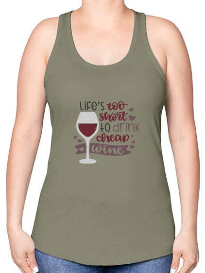 La vie est trop courte pour boire du vin bon marché 1331# - vin - Débardeur dos nageur pour la vente par tshirt unlimited