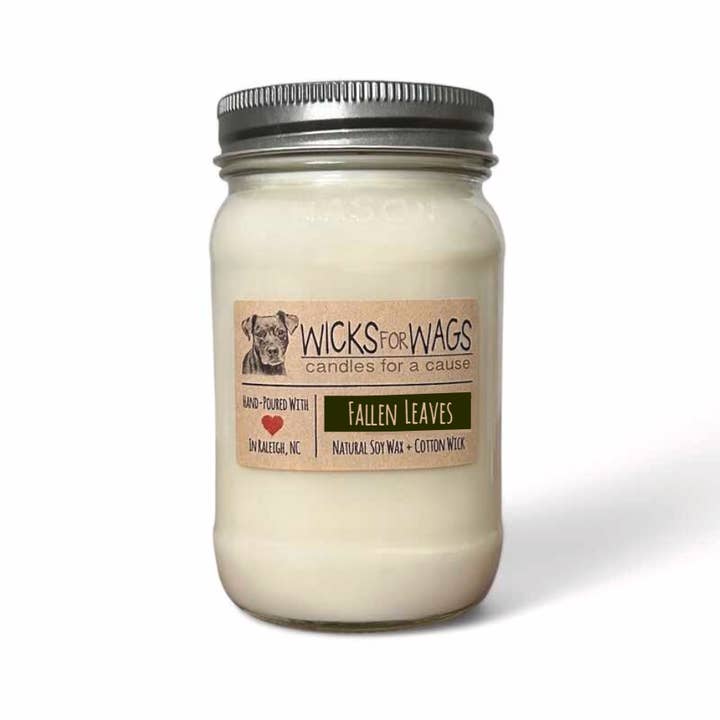 Fallen Leaves | Fall + Winter | Large Mason Jar Soy Candle for wholesale by Wicks for Wags