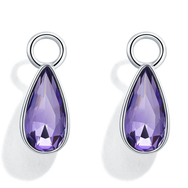 Raindrop Mix bedeltjes met Swarovski Tanzanite Rho|2-4034-RTZN voor wholesale door My Jewellery Story