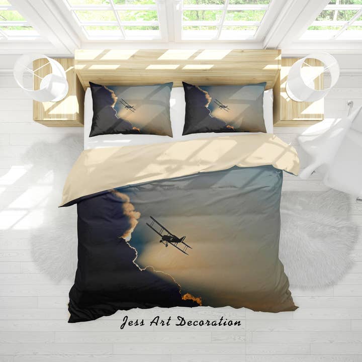 3D Sky Cloud Plane Quilt Cover Set Sängklädesset Påslakan Örngott A152 LQH för wholesale av Jess Art Decoration