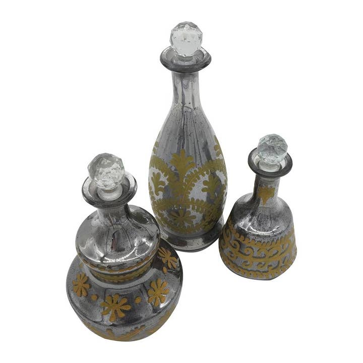 A&B Home Group Inc. - Vente Bocal décoratif - S/3 Carafes - Argent/Transparent/Or2