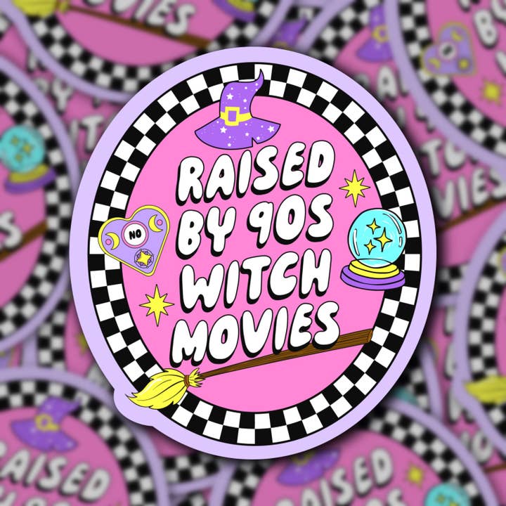 Raised by 90s Witch Movies, Sticker for wholesale by Sage and Virgo