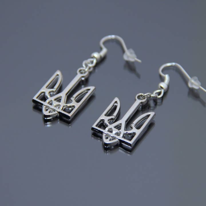 Ukrainske Trident Øreringe, Sølv Bed For Ukraine Smykker for engroshandel hos SomeBijoux4You