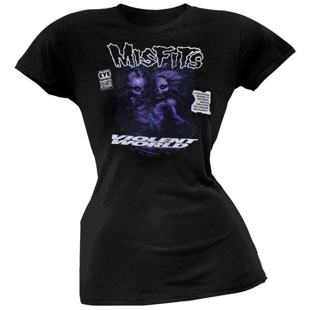 Official Store - Wholesale Screen Printed T-Shirt - Women's - Misfits - Violent World Women's Juniors T Shirt0