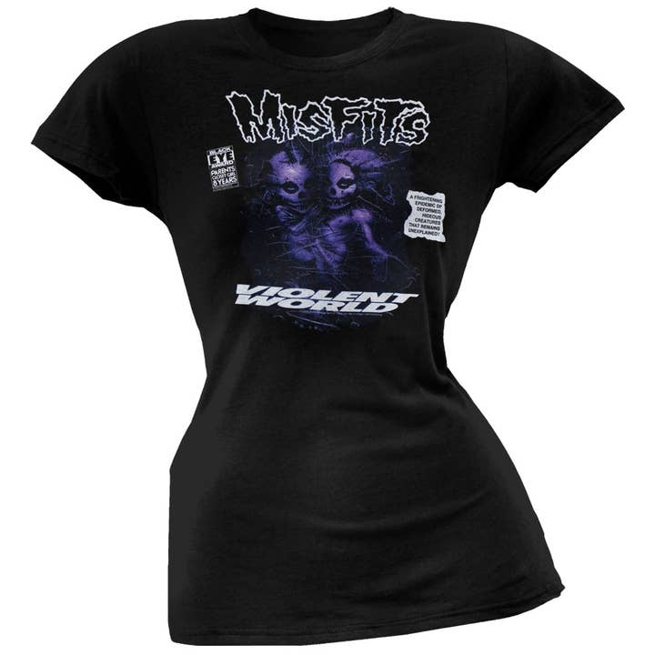 Official Store - Wholesale Screen Printed T-Shirt - Women's - Misfits - Violent World Women's Juniors T Shirt
