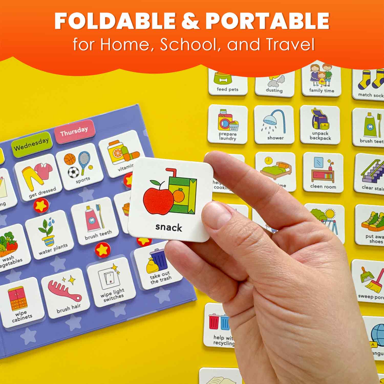 QUOKKA - Wholesale Planner - Magnetic Chore Chart for Kids | 72 Routine Magnets & Star Rewards5