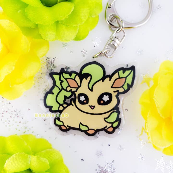Leafeon Epoxy Acrylic Keychain Charm for wholesale by Bonnies Lab