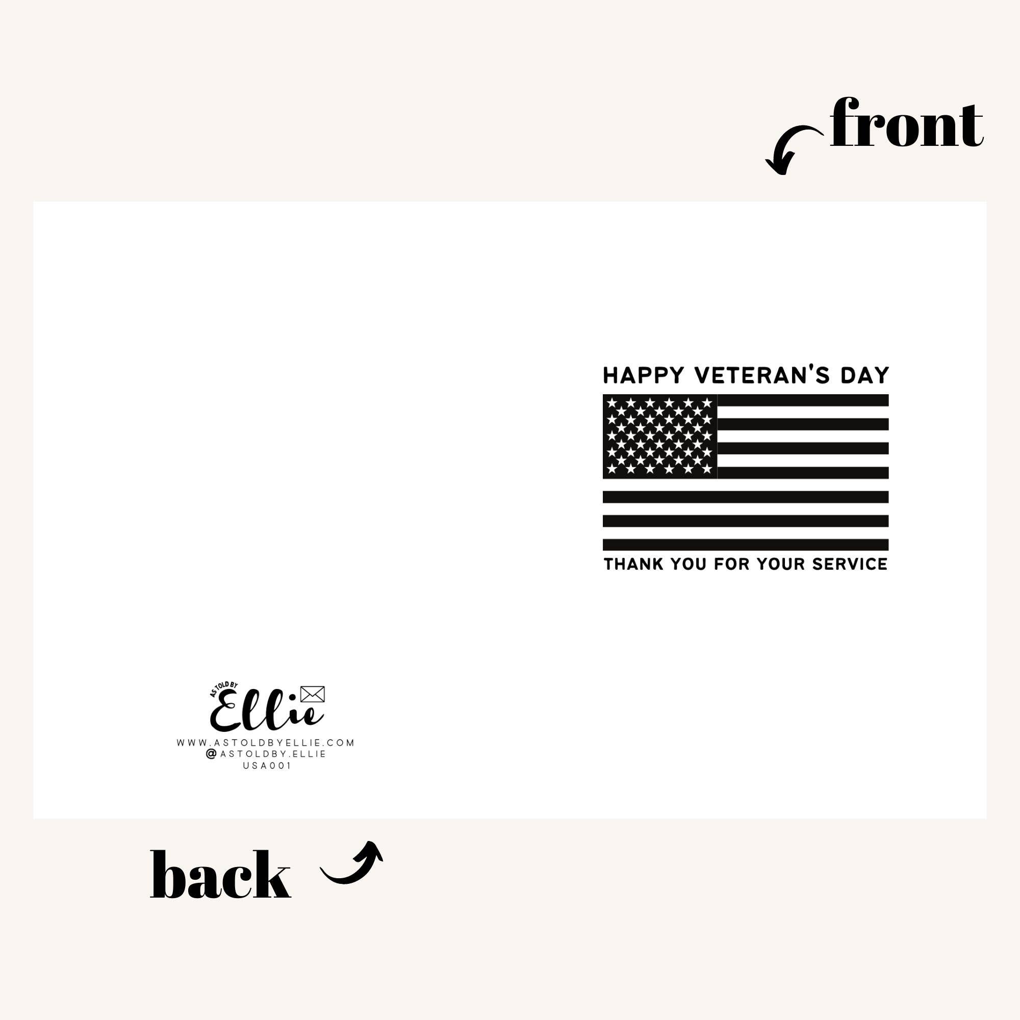 As Told By Ellie - Wholesale Thank You Card - Veterans Day Card, Thank You for Your Service, Vet Gifts2