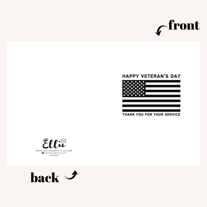 As Told By Ellie - Wholesale Thank You Card - Veterans Day Card, Thank You for Your Service, Vet Gifts2