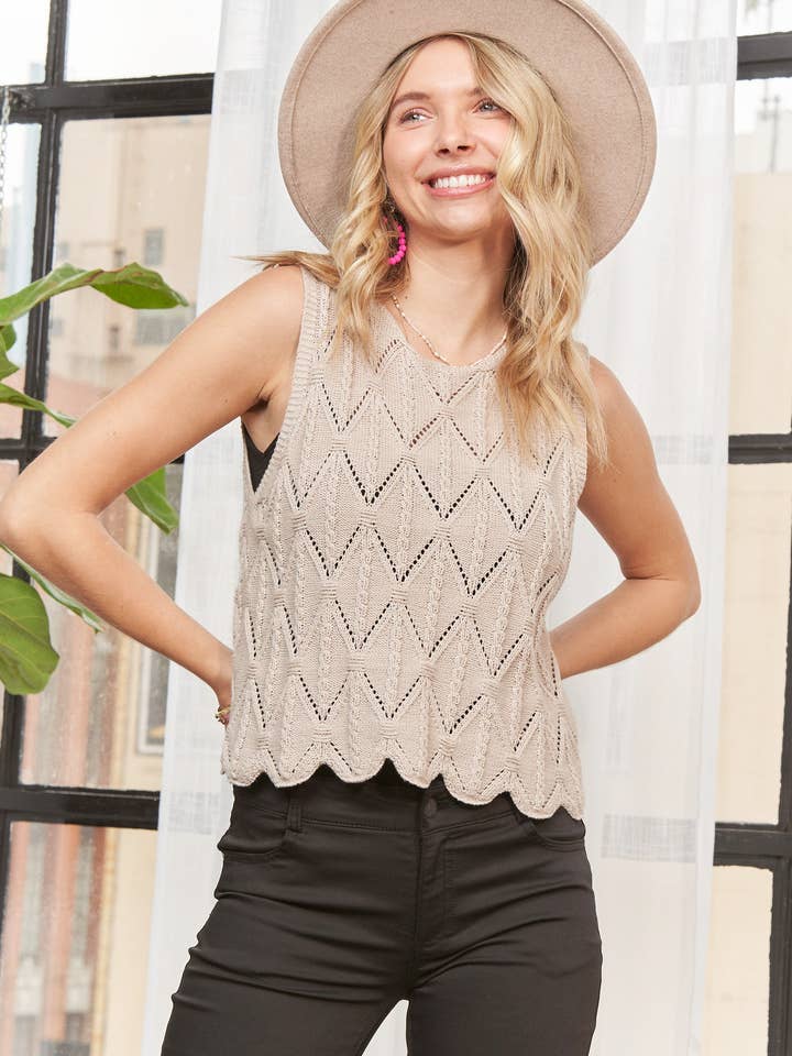 MOUWLOOS GEBREID TOPJE MET GOLFRAND - LESW3832 voor wholesale door Madelyn