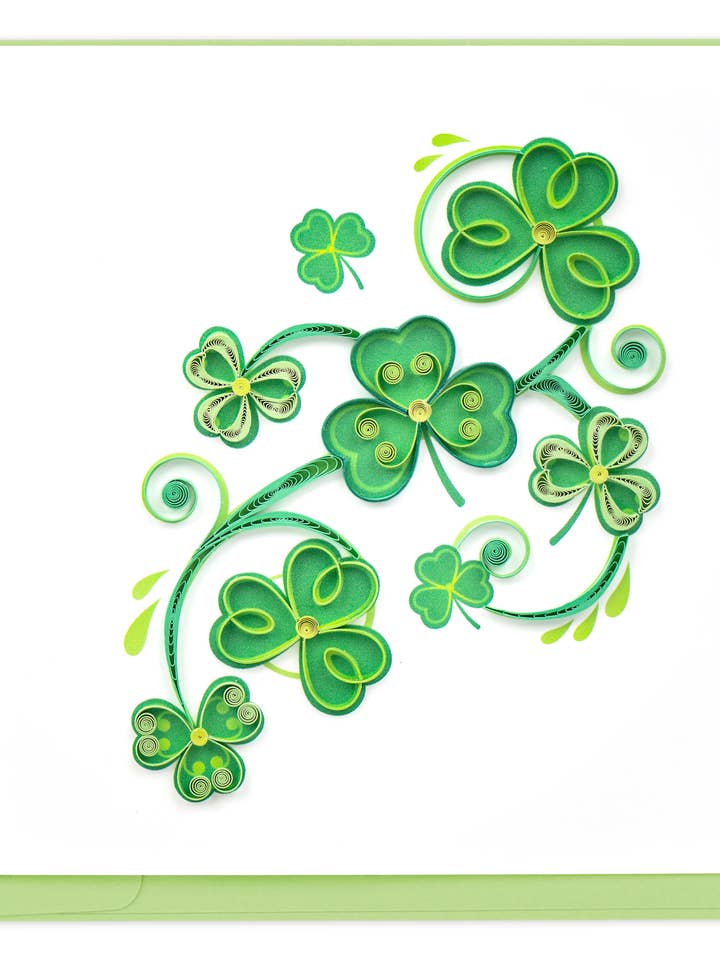 Quilled Shamrocks Greeting Card for wholesale by Quilling Card