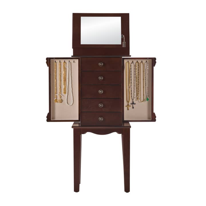 HOMYCASA DESIGN INC - Wholesale Jewelry Box/Organizer - Homy Casa 5-Drawer Jewelry Armoire with Swing Doors, Cherry14