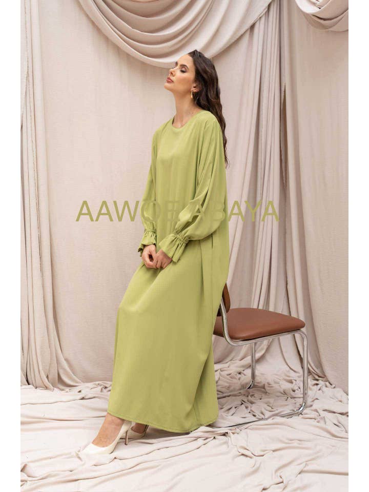 Aawoe Abaya - Wholesale Kaftan - Women's - Medina silk abaya with tulip sleeves - 23322