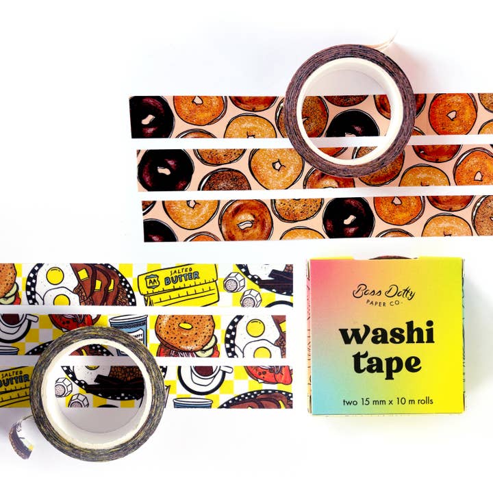 Bagels & Morgenmad Mad Washi Tape Sæt i Boks for engroshandel hos Boss Dotty Paper Co.