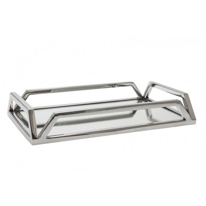 Silver mirrored rectangular tray 56x36x5cm for wholesale by AULICA