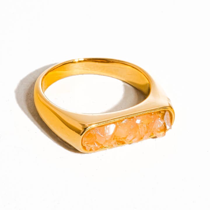 Flânerie by MAIQ - Wholesale Single Stone/Solitaire Ring - Rinae 18K Gold Non-Tarnish Crushed Crystal Ring