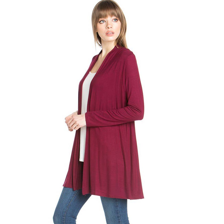 Azules Clothing - Venta al por mayor Cárdigan - Mujer - Cárdigan drapeado de manga larga con parte delantera abierta21