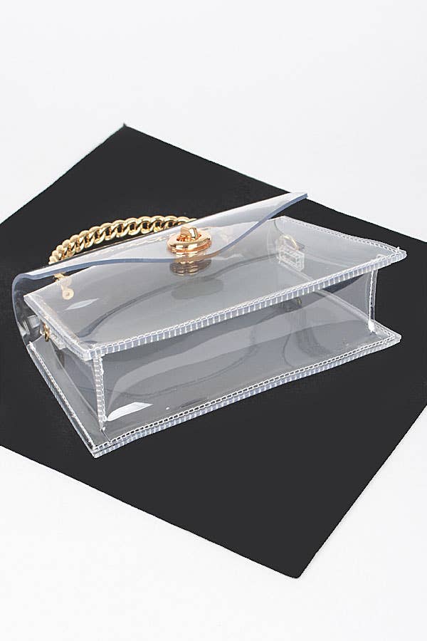 Shop Neighbors - Wholesale Clutch Bag - Women's - Transparent Metal Handle Flap Clutch3