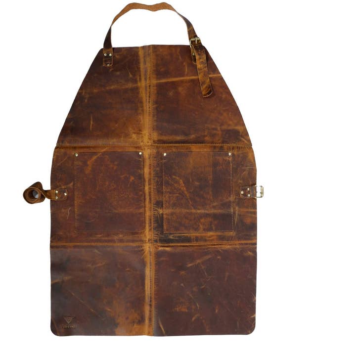 Tuzech Leather – wholesale Förkläde – Tuzech Hållbart Läderförkläde Verktyg/Justerbart/Kock/Tungt Handgjort Justerbart Verktygsförkläde - 30,5 x 23,5 tum