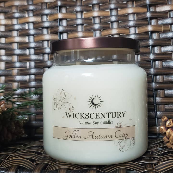Golden Autumn Crisp - 20 oz Platform Soy Candles for wholesale by Wickscentury's Natural Soy Candles