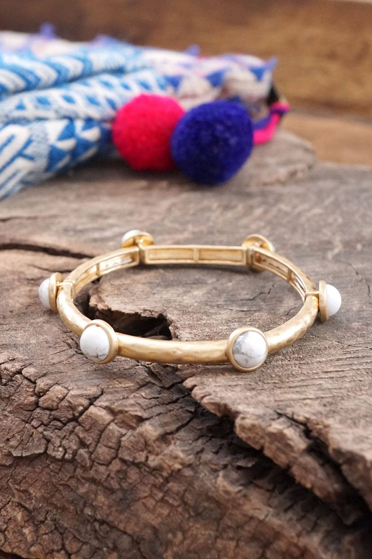 PennyLine inc - Wholesale Bangle Bracelet - Jeweled Golden Bangle with semi precious stone dots14