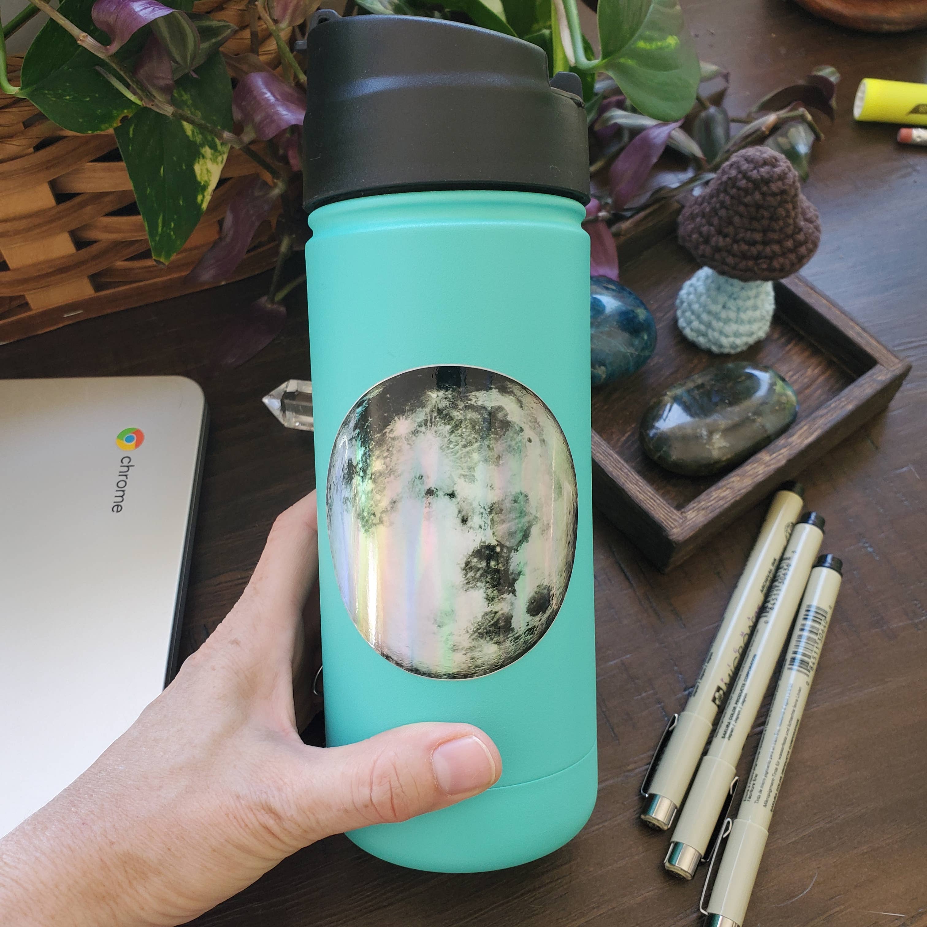 River Village – wholesale Sticker – The Moon Holographic Sticker, 3 inches round3