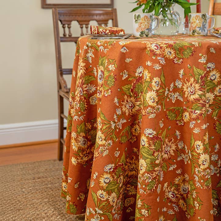 Marguerite Round Cloth - Rust for wholesale by April Cornell
