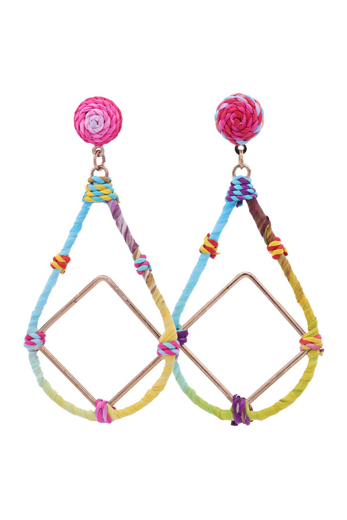 Urbanista Outlet - Vente Boucles d'oreilles pendantes - Boucles d'oreilles Raffia Open Leardrop avec Dia Drop2