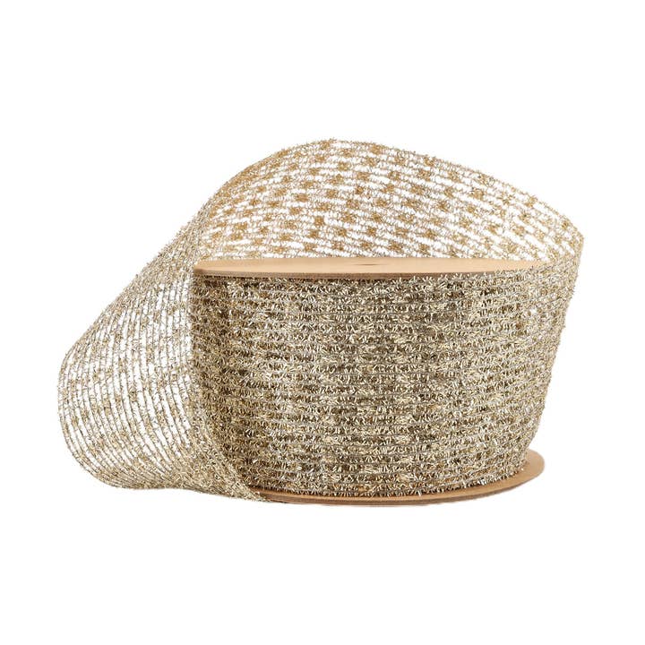 6" Wired Ribbon | Gold Stretch Tinsel Netting | 10 Yard Roll
for wholesale by LA Ribbons Wholesale