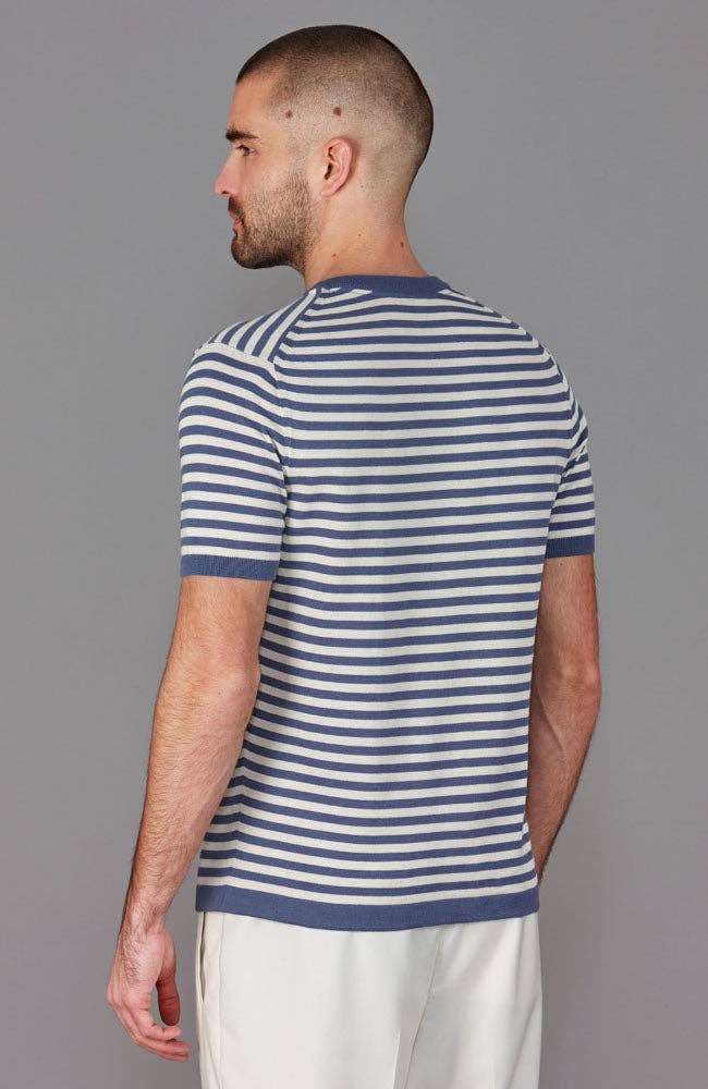 Paul James Knitwear – wholesale T-shirt – men's – Mens Ultra Fine Cotton Knitted Breton T-Shirt9