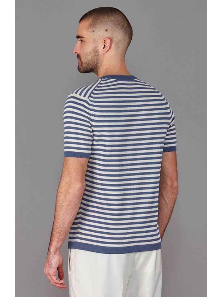 Paul James Knitwear – wholesale T-shirt – men's – Mens Ultra Fine Cotton Knitted Breton T-Shirt9