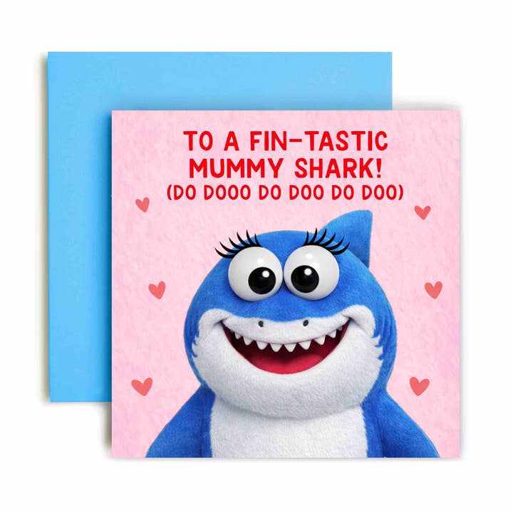 Fintastic Mummy Shark Cute Cuddly Plush Mothers Day Card for wholesale by Huxters