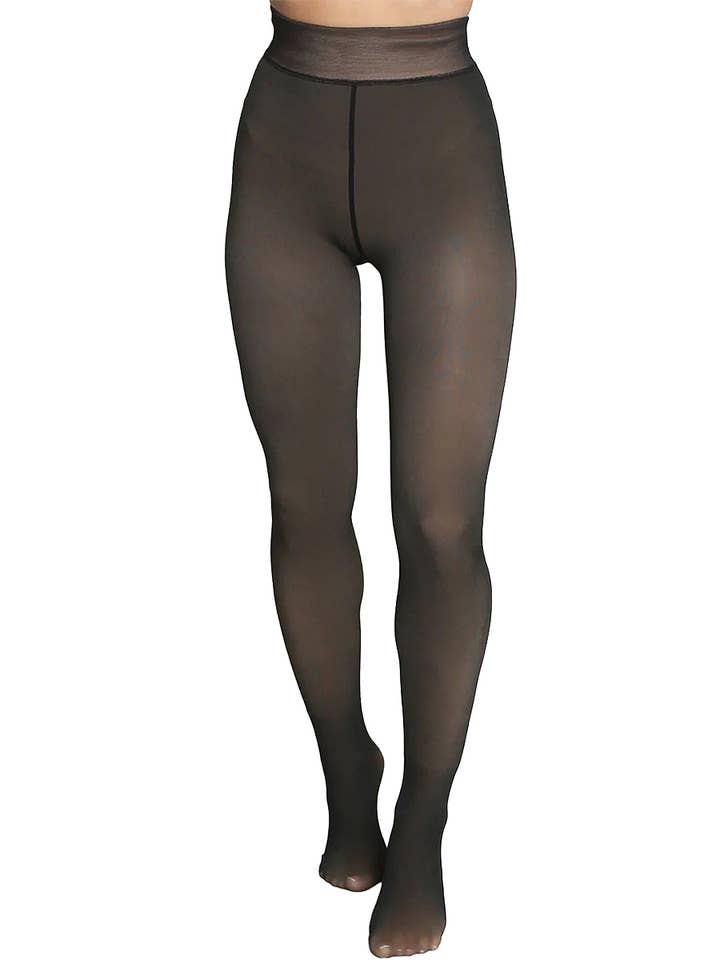 Cap Zone - Wholesale Tights - Women's - Women's Fake Sheer Fleece Lined Pantyhose Tights