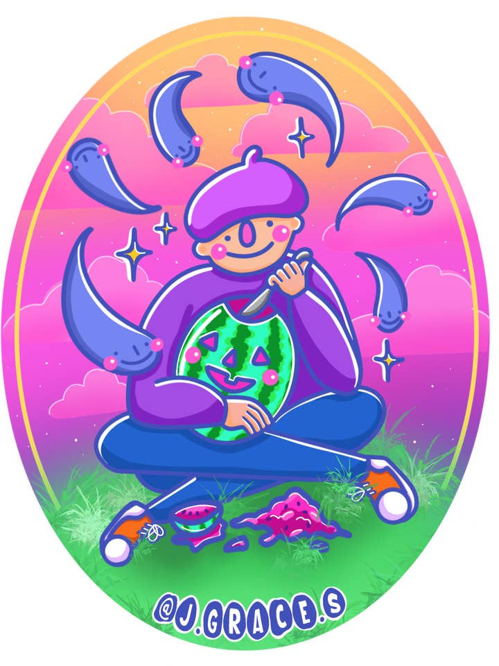 AUTOCOLLANT Pastèque Guts pour la vente par J Grace Simon LLC